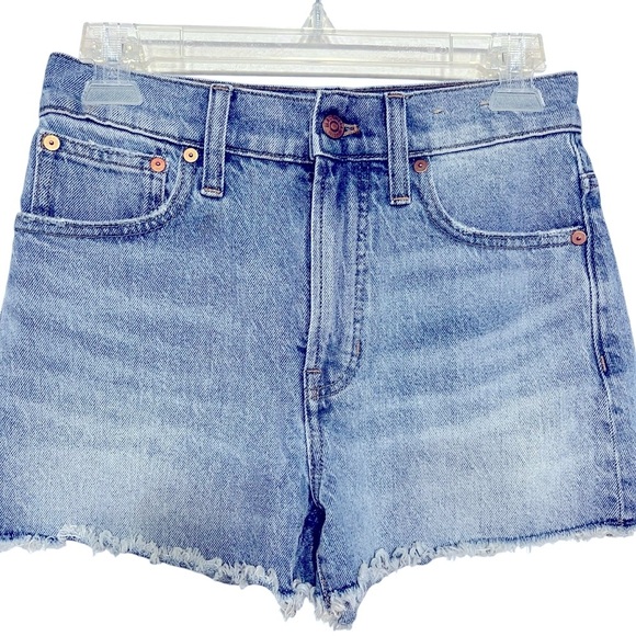 Madewell The Perfect Jean Short High Rise Cotton Tencel Blend Fringe Fray Hem - Picture 2 of 9